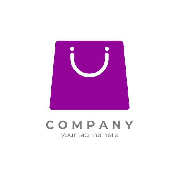 Shopping bag logo with a happy icon for your logo with a modern minimalist and happy concept Vect