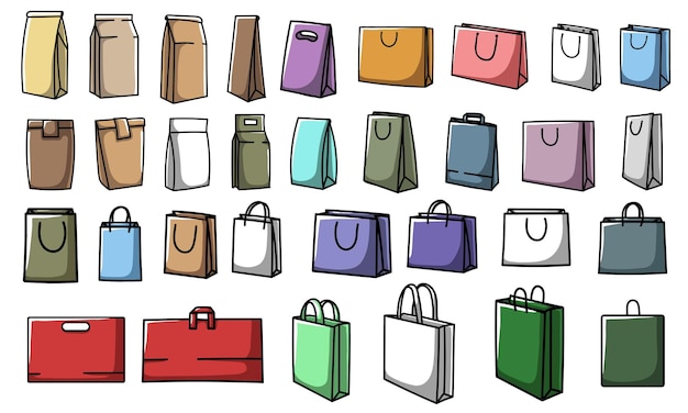 Shopping bag type set collection vector illustration