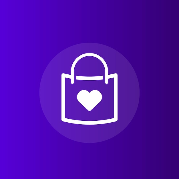 Shopping bag vector icon with heart