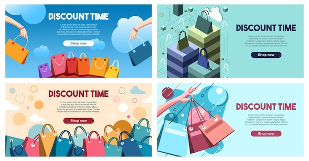 Shopping bag vector set collection graphic design