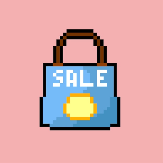 shopping bag with pixel art style