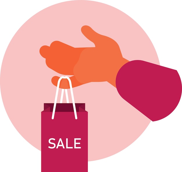 Shopping Bag With Sale Sign Hanging On A Finger Isolated On Transparent Background