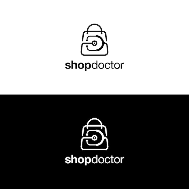 Shopping Bag with Stethoscope Logo Design Inspiration