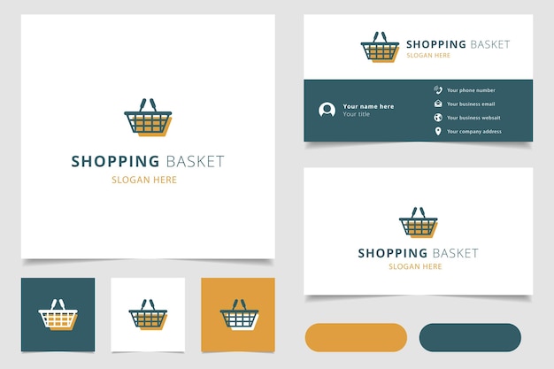 Shopping basket logo design with editable slogan branding