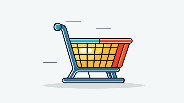 Shopping Cart Basket Line Icon Cartoon Vector Illustration