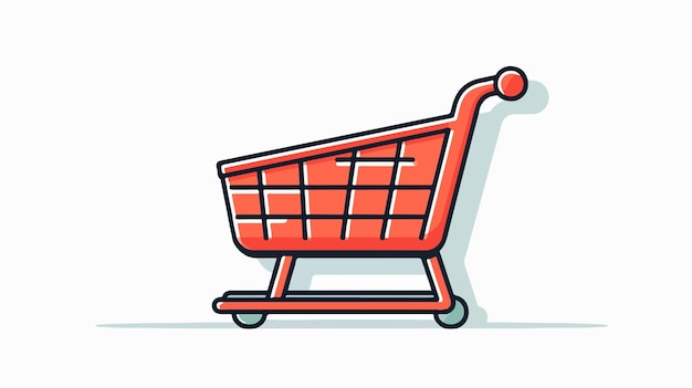 Shopping Cart Basket Line Icon Cartoon Vector Illustration