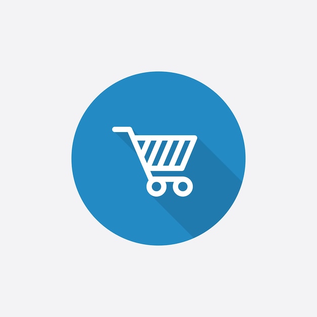 Shopping cart Flat Blue Simple Icon with long shadowxA