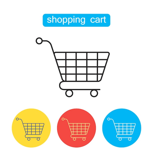 Shopping cart flat line icon