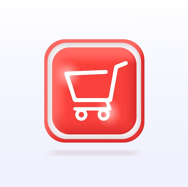 Shopping cart Grocery basket groceries Online shopping Icons Web Button 3D Web banner Modern design