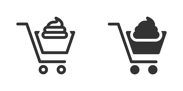 Shopping cart icon with poop symbol Bad buy concept Vector illustration