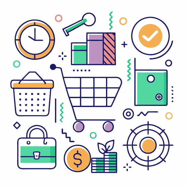 Vector shopping cart icons perfect for ecommerce and retail designs