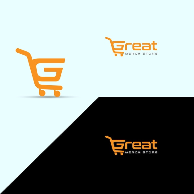 Shopping cart logo with G letter and basket icon Vector design