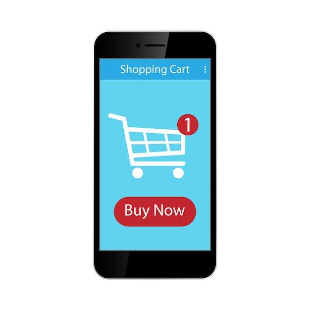 Shopping Cart on smartphone Vector illustration