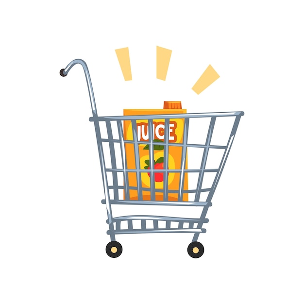 Shopping cart with apple juice vector Illustration isolated on a white background