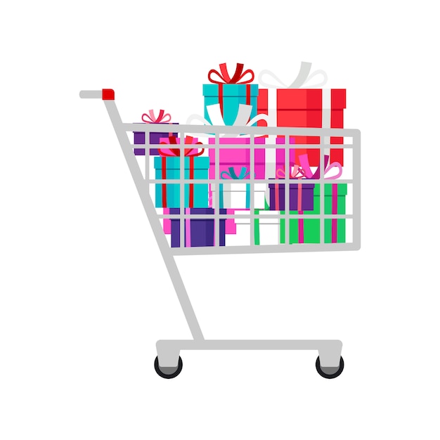 Shopping cart with presents