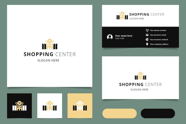 Shopping center logo design with editable slogan branding