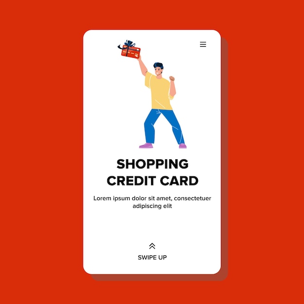 Shopping Credit Card Holding Man Shopper Vector