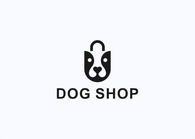 shopping dog logo design vector silhouette illustration