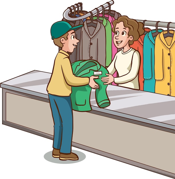 shopping family cartoon vector illustration