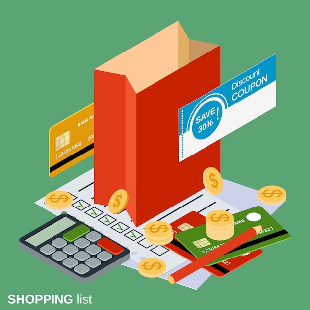 Shopping flat 3d isometric 