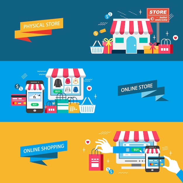 Shopping flat design illustration physical store