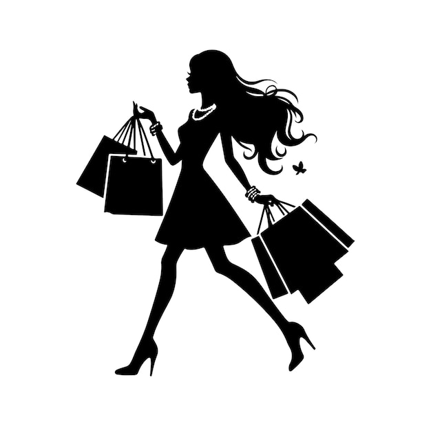 Shopping Girl vector illustration silhouette style