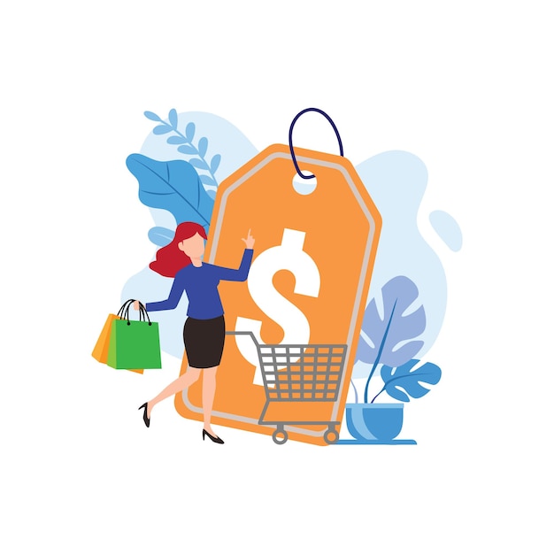 Shopping illustration flat design cute