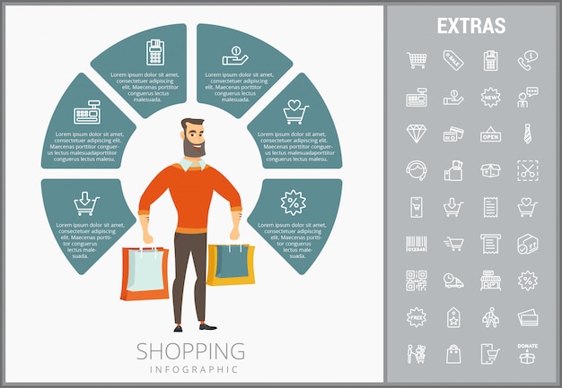 Shopping infographic template, elements and icons.