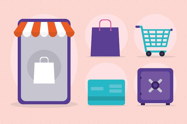 Shopping online icon set