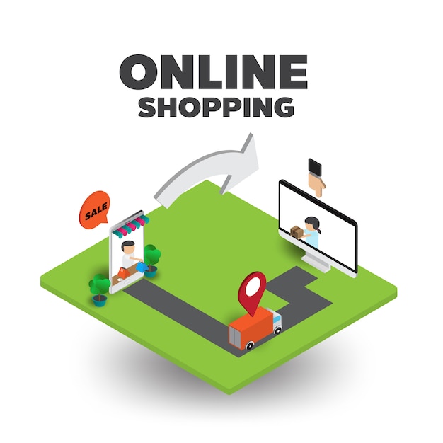 Shopping online isometric