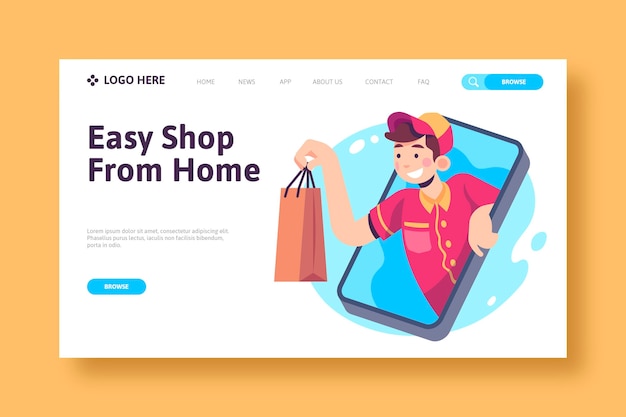 Shopping online landing page concept