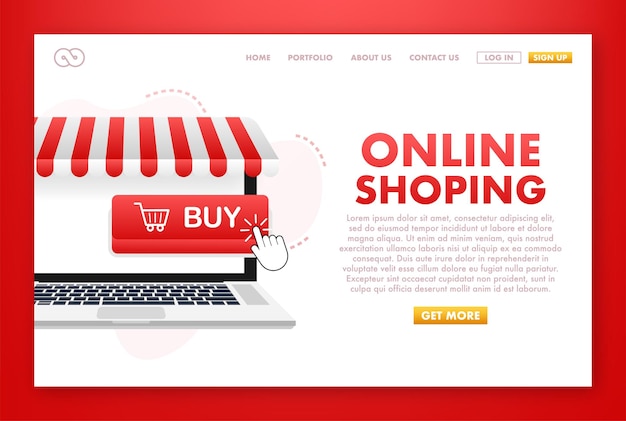 Shopping Online on Website Online store shop concept on laptop screen Vector illustration