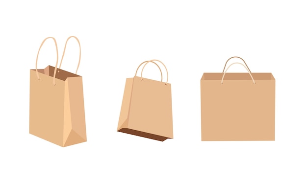 Shopping paper bags Vector illustration Supermarket shopping Isolated on white background