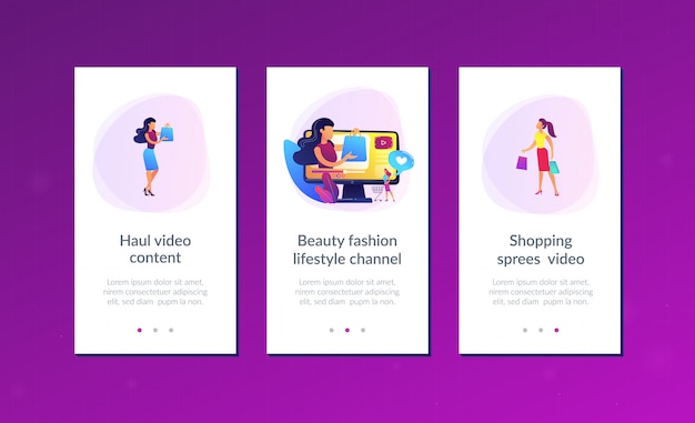 Vector shopping sprees video app interface template.