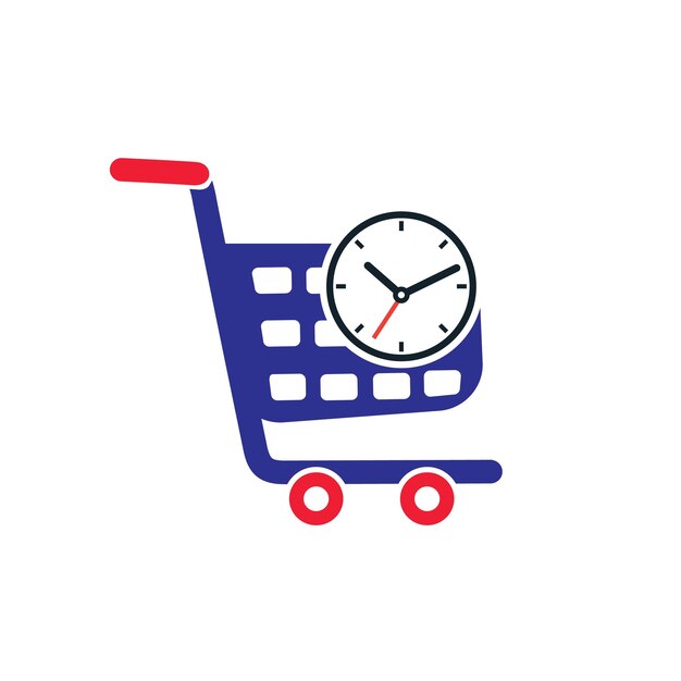 Shopping time vector logo design template