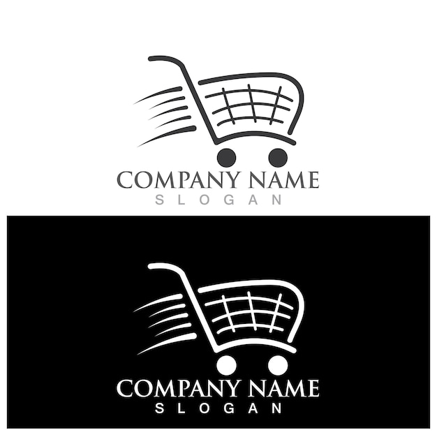 Shopping trolley logo and vector template