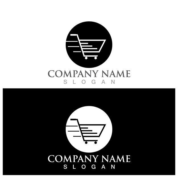 Shopping trolley logo and vector template