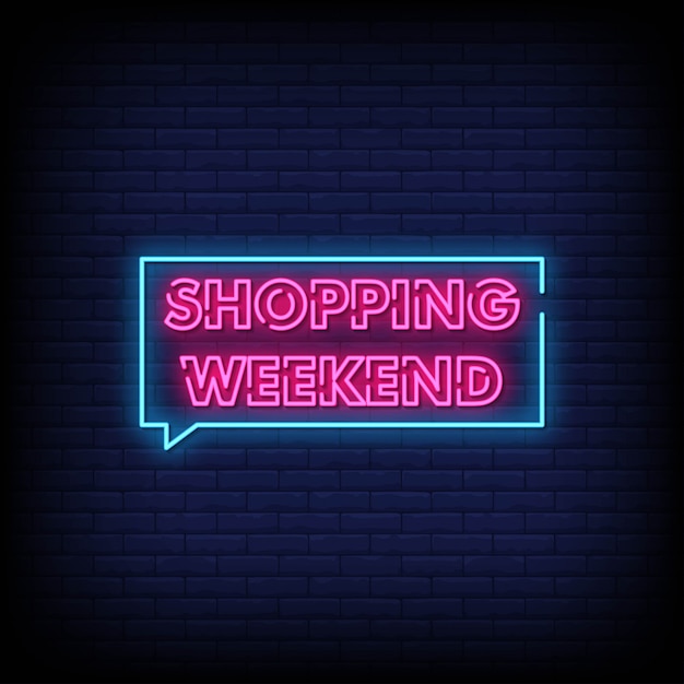 Shopping Weekend Banner Neon Text Sign