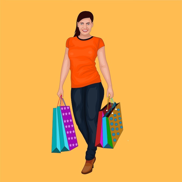 Shopping women cartoon vector illustration