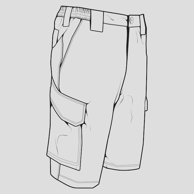 Short pants outline drawing vector short pants in a sketch style trainers template outline