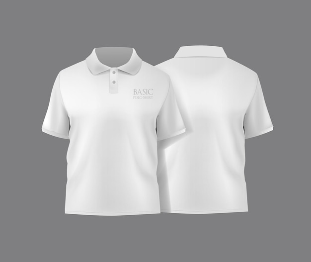 Vector short sleeve polo shirttshirt front tshirt back and tshirt sleeve design for mockup