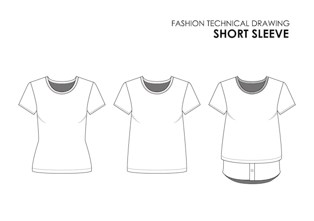 Short Sleeve Tshirt Technical Drawing