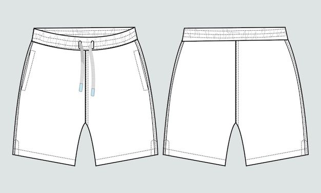 Shorts pant technical fashion flat sketch vector illustration template for Boys