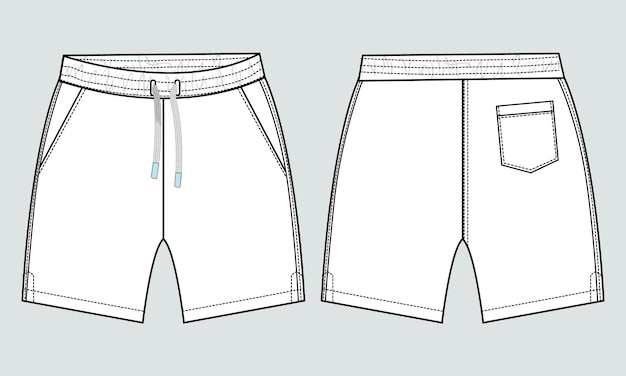 Shorts Pant vector illustration template front and back views