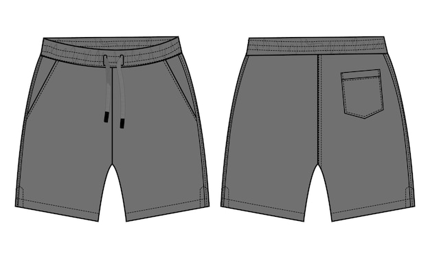 Shorts Pant vector illustration template front and back views