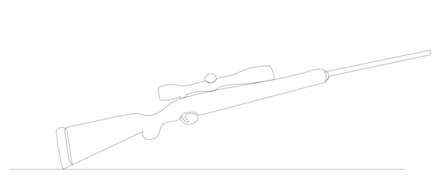 Shotgun drawing in one continuous line isolated vector