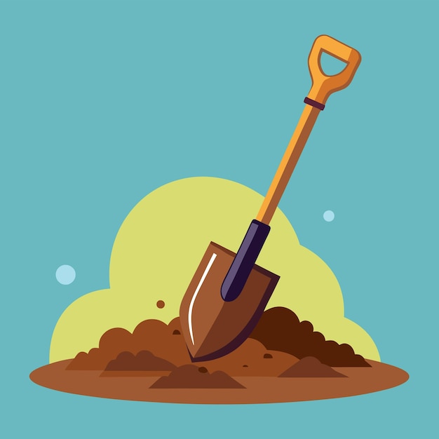 Vector shovel in dirt vector detailed and practical design for gardening construction