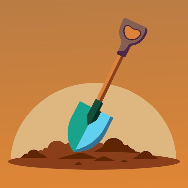 Shovel in Dirt Vector Detailed and Practical Design for Gardening Construction