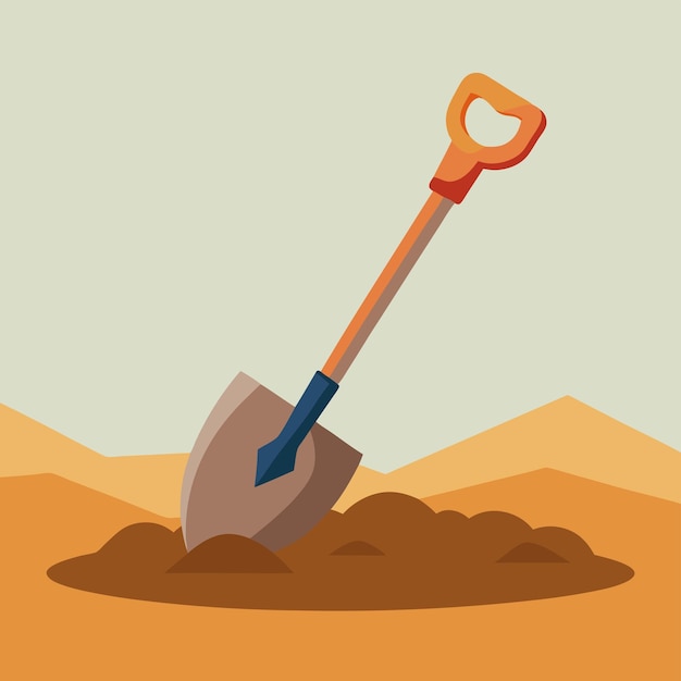 Shovel in Dirt Vector Detailed and Practical Design for Gardening Construction