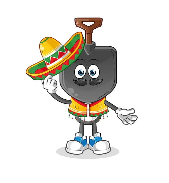 Vector shovel head cartoon mexican culture and flag cartoon vector